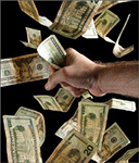 floating U.S. dollar bills
